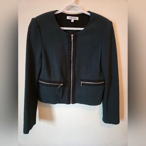 Elizabeth And James Dark Green Textured Blazer